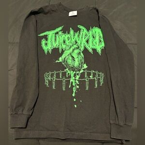 Juice WRLD Black and Green Heart Graphic Long Sleeve Shirt